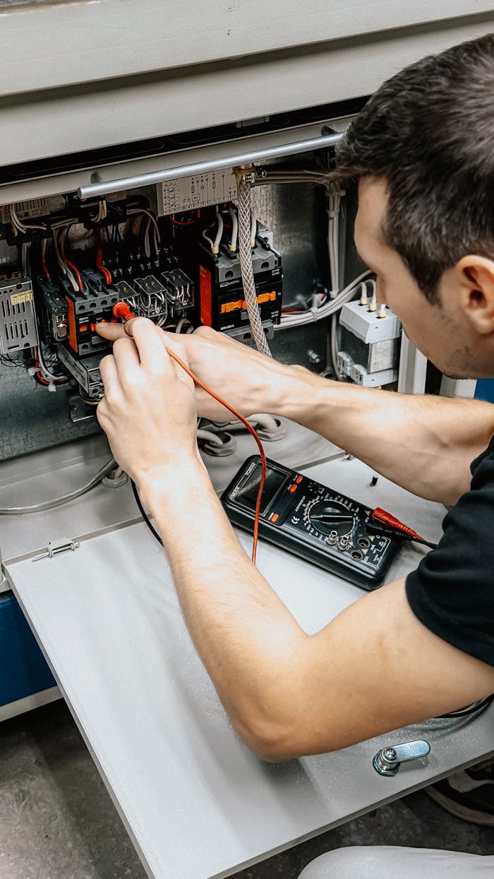 Crafting Captivating Headlines: Your awesome post title goes here An electrician uses a multimeter to test and diagnose connections in an open electrical panel.